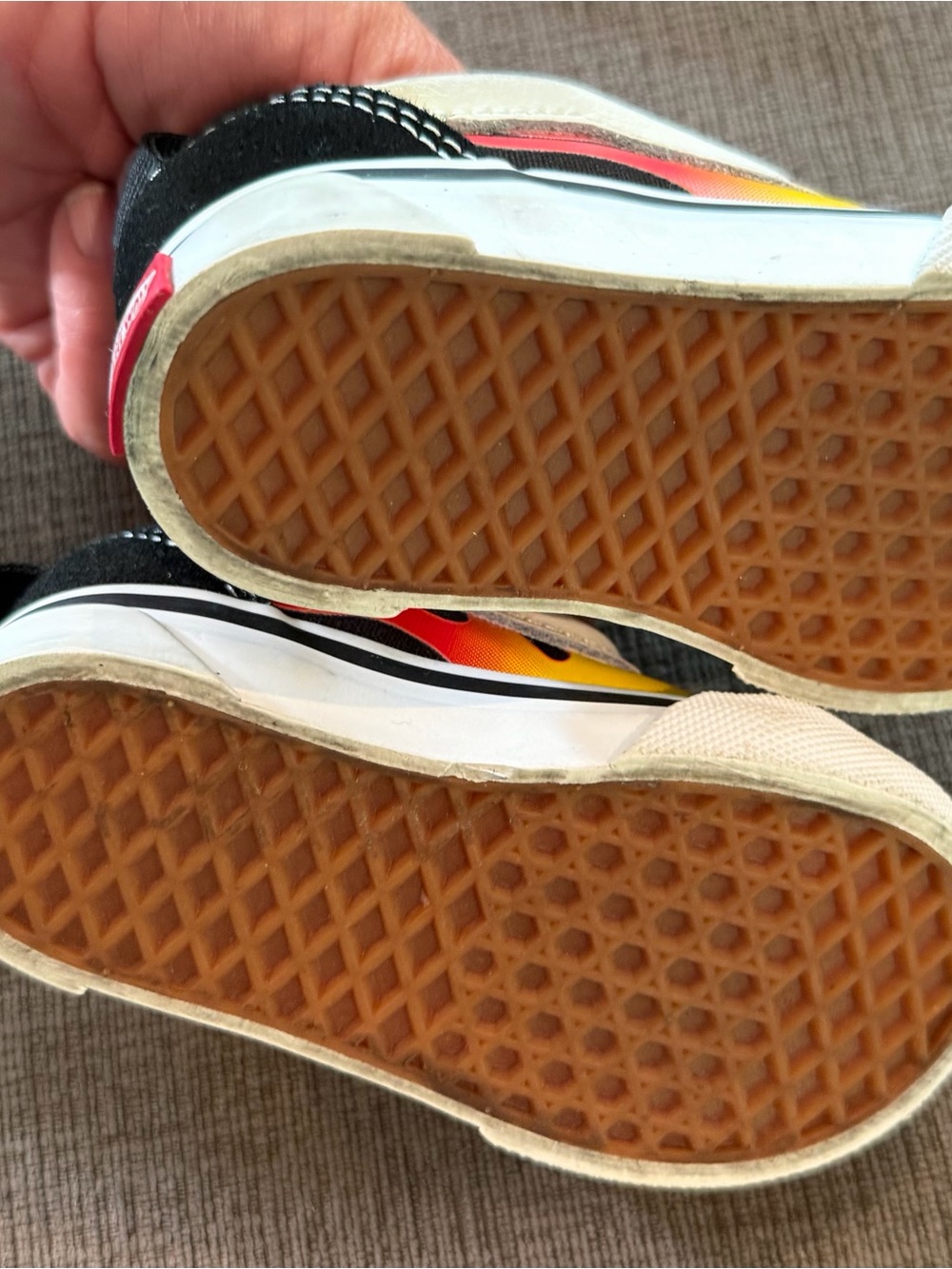 Vans Kids Black Sneakers with Yellow & Red Flame Detail - Picture 6 of 11
